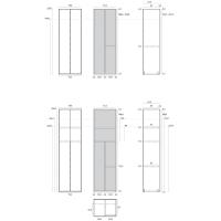 Dimensions détaillées - compartiment à 2 portes avec rangement pour balais et rayon latéral
