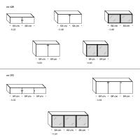 Modèles et Dimensions de la base avec porte battante Plan (Largeur 128 - 192 cm)