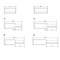 Base soggiorno con cassetti Plan - estrazione parziale di serie (A) o totale (B)