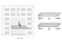 Bureau composé d'un panneau de 6 cm d'épaisseur avec finition bois et laque (A) ou "folding" finition en mélaminé.
