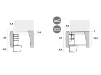 Schéma du cadre de lit et du box sommier pour les modèles avec pieds en métal h.8,4 cm. À gauche la version sans box de rangement, à droite  avec box de rangement 18,5