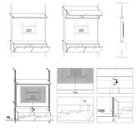 Panneau porte-télé orientable à placer entre un compartiment à rabat et un autre compartiment à rabat ou une étagère
