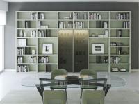 Bibliothèque modulaire avec portes Aliant p.32, idéale dans les salons modernes pour habiller de grands murs