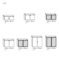 Modèle et Dimensions du meuble suspendu porte battante Plan (Largeur 96 cm)
