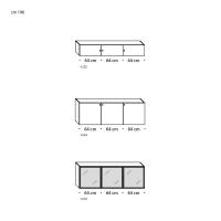 Modèle et Dimensions du meuble suspendu porte battante Plan (Largeur 196 cm)