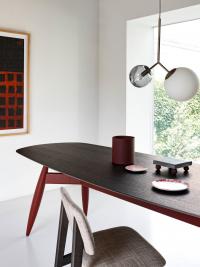 Gunnar - Table ovale moderne avec plateau en bois façonné de 280 cm 