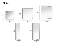 Tutte le dimensioni disponibili tra gli specchi con cornice di tipo Slim. Ognuna configurabile in più finiture