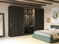 Armoire en bois et verre Nadir Lounge High, avec portes coulissantes et hauteur sur mesure jusqu'à 260 cm