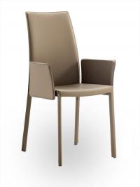 Keilir - Chaise entièrement en cuir dans la version avec accoudoirs et dossier haut