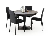 Table extensible ronde Elio avec pied tulipe central en métal peint noir mat