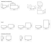 Schemi e dimensioni del divano componibile Peanut B