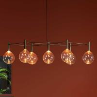 Lampe Sofì de Bonaldo avec sphères en verre soufflé artisanalement dans la finition ambrée