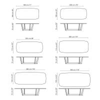 Table Art de Bonaldo - Schémas des modèles rectangulaires modelés arrondis