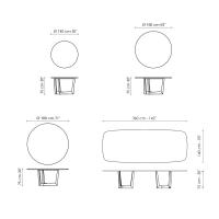 Table Art by Bonaldo - Modèles ronds et façonnés arrondis avec plateau en verre L.360 cm