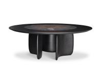 Table Mellow de Bonaldo - Version ronde avec plateau en essence de bois et insert centrale pivotant en céramique