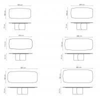 Table Mellow de Bonaldo - Schémas et Dimensions modèle rectangulaire façonné 