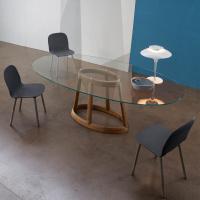 Greeny de Bonaldo table de salle à manger ovale avec plateau en verre cristal transparent extra-clair