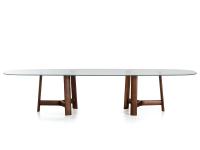 Table Conrad pour une grande pièce avec un plateau en verre transparent de 300 x 120 cm