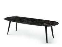 Élégante table de séjour Leander avec plateau en marbre Portoro disponible uniquement dans les modèles rectangulaires façonnés