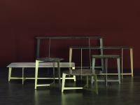 Collection BSeries de Borzalino avec console d'entrée en marbre aux angles arrondis, tables basses et bureau