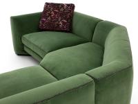 Canapé d'angle Franklin en velours vert avec angle à 90° incliné