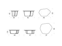 Table basse Ground de Borzalino - schéma modèles et dimensions