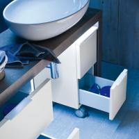 Base pour meuble de salle de bains Atlantic à roulettes - finition mélaminé Mélèze 420 Snow White