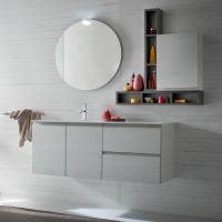 Meuble vasque à portes et tiroirs - lavabo Bliz en marbre de synthèse et meuble en mélaminé special igloo