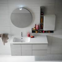 Meuble de salle de bain avec lavabo en marbre minéral Bliz et mobilier en mélaminé special igloo