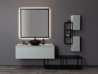 N73 Meuble de salle de bains Atlantic avec miroir, meuble bas et meuble haut en option (finition étagère en verre non disponible)