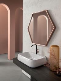 Vasque à poser et miroir à éclairage LED, tous deux inclus dans l'armoire de toilette murale N93 Atlantic