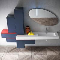 Composition avec plan de toilette, éléments muraux et miroir Helly