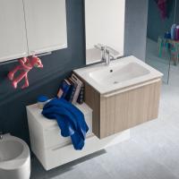 Meuble de salle de bains avec 1 tiroir Atlantic équipé d'un lavabo intégré Bliz (poignée non disponible)