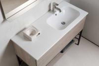 Meuble de salle de bains en mélaminé effet bois 263 Reno avec console de lavabo Milk 120 droite