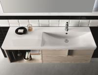 Base lavabo avec grand tiroir et élément ouvert; lavabo console en céramique blanc brillant