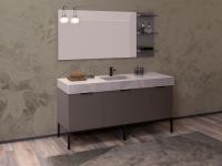 Meuble salle de bain au sol avec lavabo intégré N97 Atlantic avec dessus en grés et base en métal