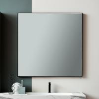 Specchio da bagno quadrato cm 120 x 120 Pixi con cornice in metallo nero opaco