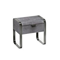 table de chevet Elvis en simili cuir effet nabuk couleur Stone Grey