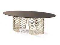 Isidoro de Cantori - Table design luxe avec plateau ovale et pied central ajouré en fer disponible dans de nombreuses finitions