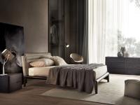 Commode et table de nuit associée au lit de la même collection - Lit Libra avec tête de lit matelassée