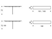 Console design Tee en métal de Cattelan - schéma et dimensions