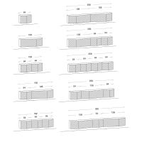Buffet design avec portes 3D Pyramide - Modèles et Dimensions (version suspendue)