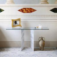 Table console Diapason avec structure en marbre de Carrare blanc
