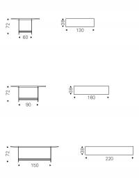 Dimensions de la table console minimale en noyer Canaletto Trevi de Cattelan