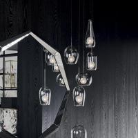 Lampe de plafond Melody de Cattelan avec abat-jour en cristal transparent fumé
