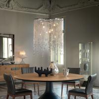 Lampe à suspension design cascade en cristal de Venezia avec table Bora Bora de Cattelan