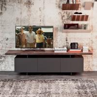 Seneca de Cattelan: meuble TV avec plateau en bois - modèle 3 portes