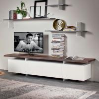 Meuble TV Seneca de Cattelan avec plateau en bois version 4 portes