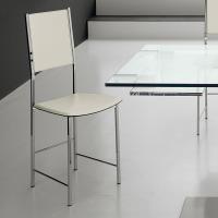 Chaise en cuir minimaliste Alessia de Cattelan avec dossier et assise blancs