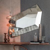 Miroir mural en cristal Diamond avec lampe Baban de Cattelan